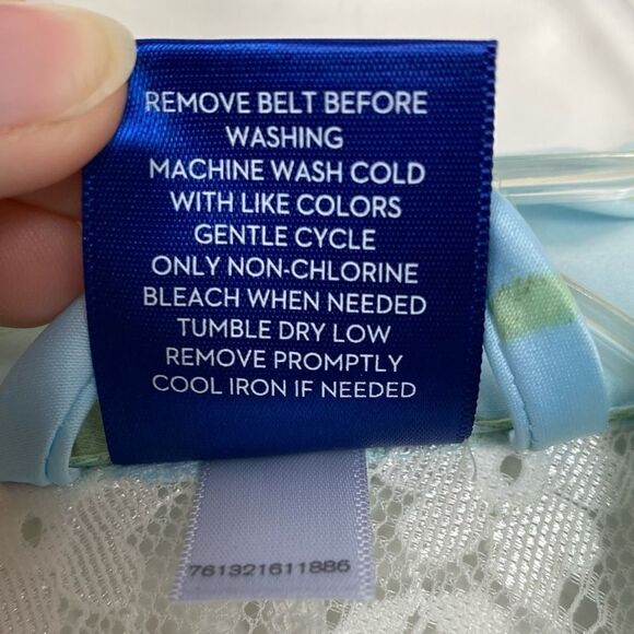 Apt. 9 Light Blue Floral Lace Satin Kimono Sleeve Robe - Picture 5 of 7